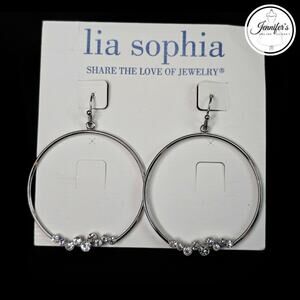 Lia Sophia NWT "Flirty" Silver Tone with Cut Crystal Dangle Earrings